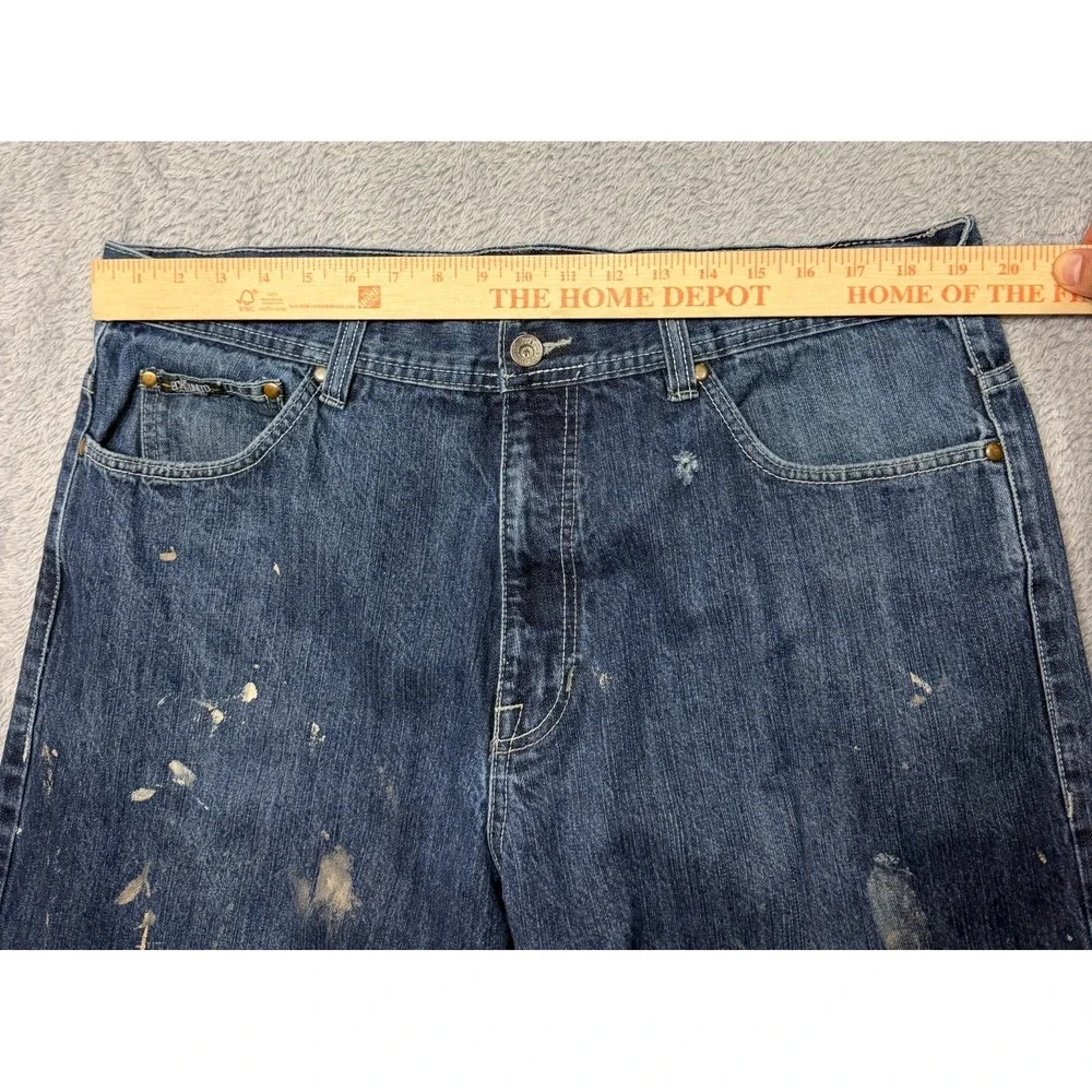 Ecko Untld Wide Leg Jeans Mens 38x31 Blue Baggy Y2K Distressed Denim Skater 90s